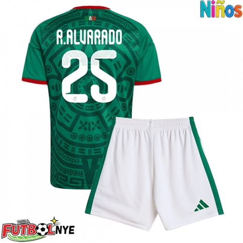 Camiseta México Roberto Alvarado #25 Primera Equipación para niños Mundial 2026 manga corta (+ pantalones cortos)